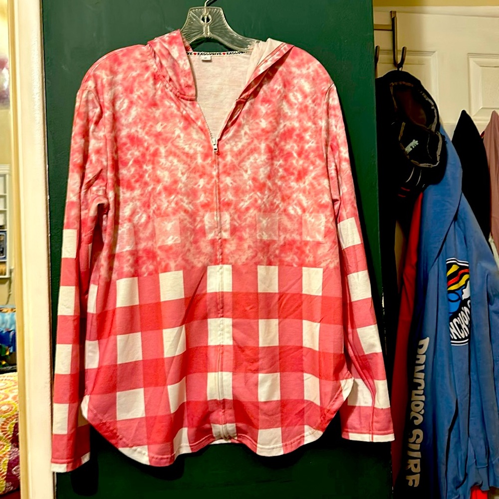 Pink Gingham Tie-dye Hoodie